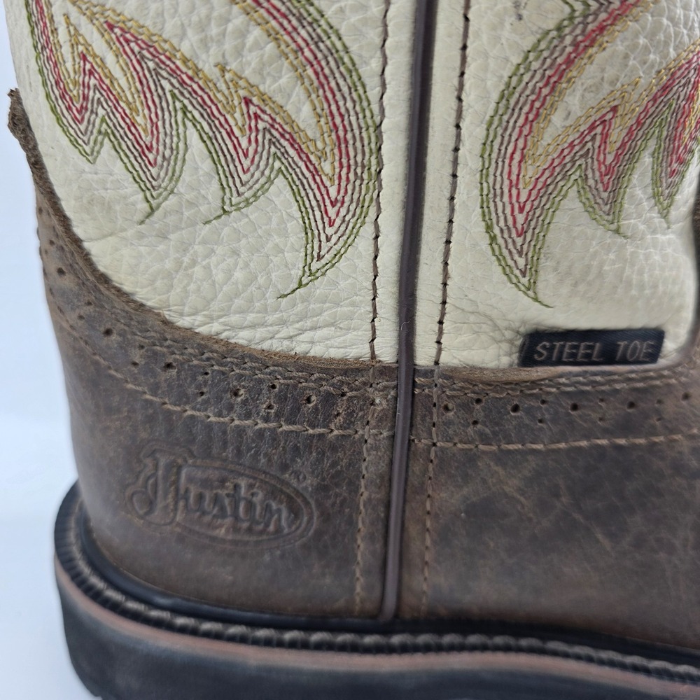 Justin Driller 11" Steel Toe Work Boot Brown Men's Size 8D Western Cowboy - Picture 2 of 9